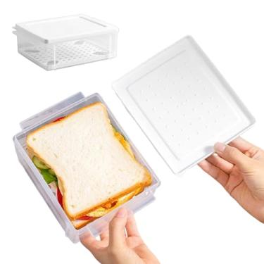Imagem de Porta-Sanduíches - Porta-sanduíches Com Armazenamento,Recipiente Hermético Para Alimentos | Para Cozinha Despensa Acampamento Piquenique Lanches Saladas Frutas Legumes Congelador E Geladeira
