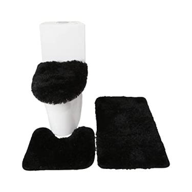 Imagem de 3PCS Tapete de Banheiro Capa do Copo Vasco Sanitário Conjunto em Forma U -Derrapante Macio Absorvente Água Grosso Porão Porta