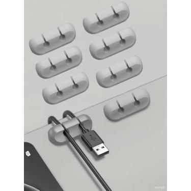 Imagem de Clipes de suporte de cabo, 6 peças de clipes autoadesivos para gerenciamento de cabos - organizador de cabos para mesa/escritório/casa, suporte de fio para cabos USB/carregador/mouse/PC (cinza, 2 x 6)
