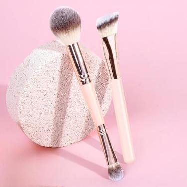 Imagem de 2 pincéis de maquiagem multifuncionais para misturar e aplicar cores com um acabamento macio e sem costura que não desperdiça pó (tez)