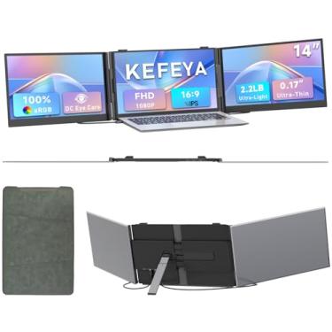 Imagem de Extensor de tela triplo para laptop de 0,4 cm, ultrafino, 35.6 cm 1080p FHD para laptops de 13 a 17,3 polegadas, extensor de monitor de laptop 1 kg mais leve, USB-C HDMI Plug-Play para Mac, Windows