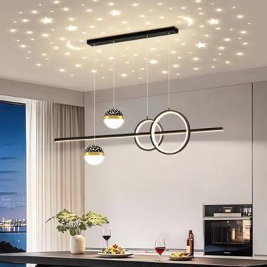 Imagem de Luminária pendente LED moderna para iluminação de ilhas de cozinha, luminária pendente moderna para mesa de jantar, com intensidade regulável e controle remoto, ideal para cozinha, sala de j