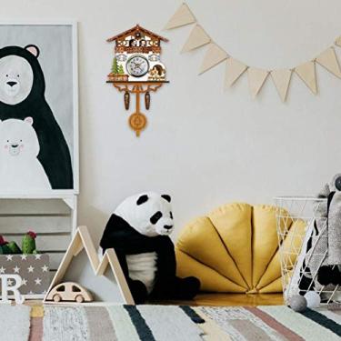 Imagem de Tnfeeon Relógio de Parede retrô Vintage de Madeira, Relógio de Parede Silencioso Feito à Mão Com Desenho 3D, Design Elegante para Decoração de Escritório Doméstico (CM004)