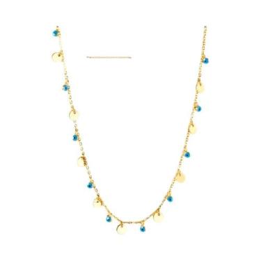 Imagem de Colar Pingente Olho Grego Azul Para Mulheres Em Aço Inoxidável Redondo