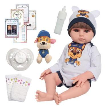 Imagem de Boneco Reborn Bebê Menino Arthur Com Pelúcia Acessórios - Cegonha Rebo