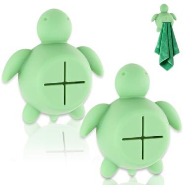 Imagem de 2 peças adoráveis ganchos de toalha de tartaruga marinha de silicone, fácil instalação cabides de montagem na parede, ganchos engraçados em forma de animal presente para banheiro cozinha chuveiro