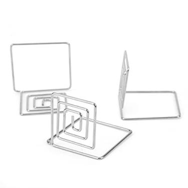 Imagem de 10 porta-cartões de visita, mini suporte de exibição de mensagens de metal fofo para número de mesa, foto, memorando, cédula, lembrancinhas de casamento, noivado, festa de aniversário (prata)