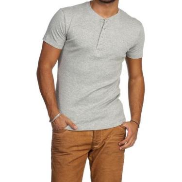 Imagem de Camiseta HENLEY Classic Slim Fit Manga Curta Gola Redonda CINZA MESCLA
