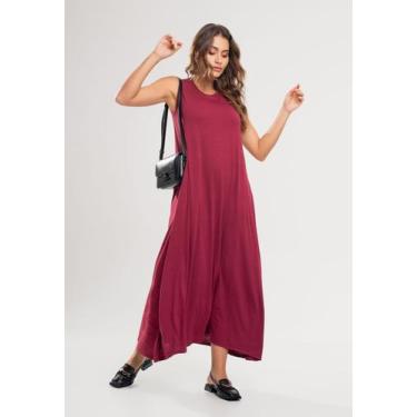Imagem de Vestido Longo Regata Com Bolsos Vinho Salvatore, G