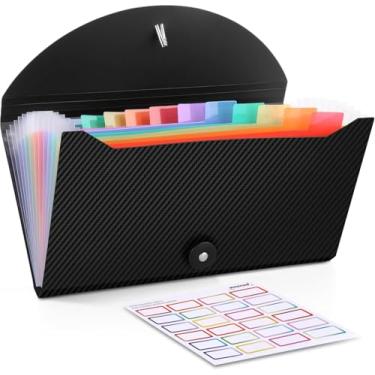 Imagem de 2 organizadores de cupons de recibos, organizador de arquivos sanfonados pequenos com 13 bolsos com etiquetas para cartões de recibos, negócios de notas, armazenamento de cupons, 17 x 11 cm