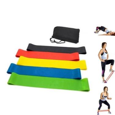 Imagem de Faixa Elastica Mini Band Treino Kit 5 Resistencias + Bolsa - 123UTIL
