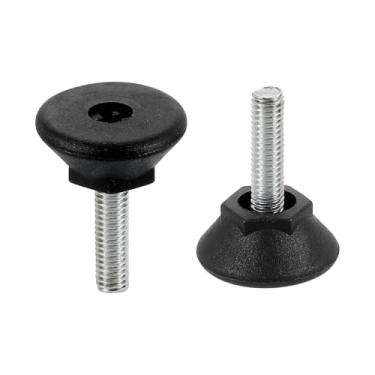 Imagem de DTGN M6 x 17 x 24 mm (DxLxOD) Pés niveladores deslizantes para móveis - Pacote com 8 - Bom para móveis - Niveladores de móveis com rosca ajustável - Preto