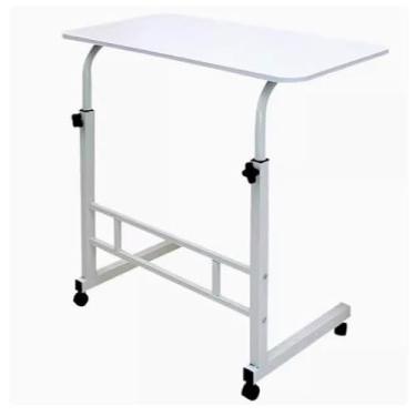 Imagem de Mesa Notebook com Rodízios - Altura Ajustável Multifuncional para Home Office, Escritório e Sala, Ideal para Computador e Escrivaninha Compacta (BRANCO)