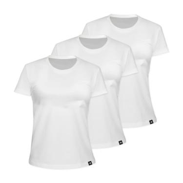 Imagem de Kit com 3 Camiseta Algodão Sportswear Muvin - Feminino - Mais Conforto - Academia – Camiseta Manga Curta - Treino Funcional - Corrida – Ginástica (BR, Alfa, GG, Regular, Branco)
