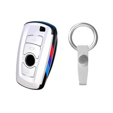 Imagem de Capa protetora de fibra de carbono para chave de carro, acessórios compatíveis com BMW 1 3 5 7 Série M3 M4 X1 X3 X4 X5 F10 F15 F18 F16 F20 F30 F25(B-white chain)