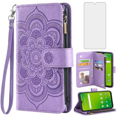 Imagem de Asuwish Capa de telefone para Cricket Magic 5G U6080AC/AT&T Propel 5G U6080AA Capa carteira com protetor de tela de vidro temperado e porta-cartão flip de couro flor suporte acessórios de celular ATT