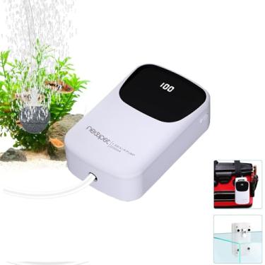 Imagem de Bomba de ar para Aquário Alimentada por Bateria, Aerador Recarregável por USB para Balde de Iscas, Borbulhador Silencioso com Fluxo Ajustável para Aquários (Célula única - 2200 mAh)