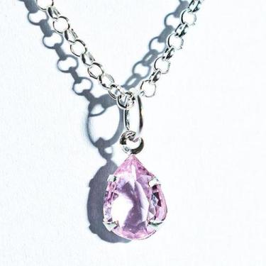 Imagem de Colar Gota Facetada Zircônia Quartzo Rosa Garra Prata 925 - Cristaisde