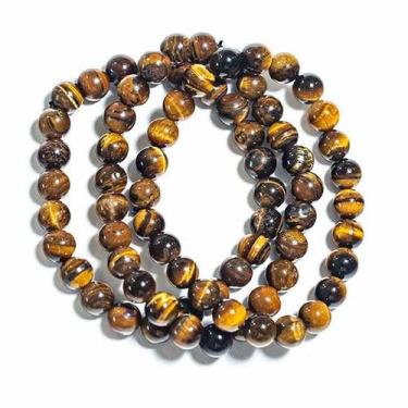 Imagem de Pulseira Pedra Olho de Tigre Fio de Silicone Bolinha 8mm - CristaisdeC