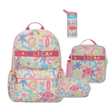 Imagem de Kit Mochila com Lancheira Estojo Box e Garrafa Lilica Florescer - Lili