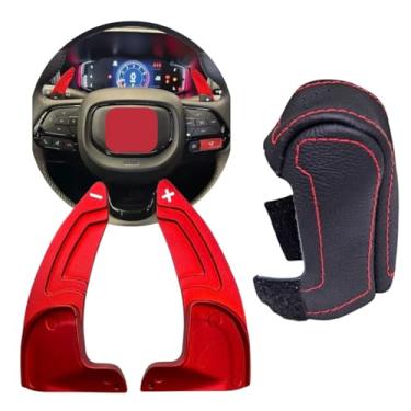 Imagem de Capa Câmbio Auto E Extensor Paddle Shift Volante Compatível Com Fastback Pulse Toro Cronos Argo Compass Renegade Strada (PADDLE VERMELHO - COSTURA VERMELHA)