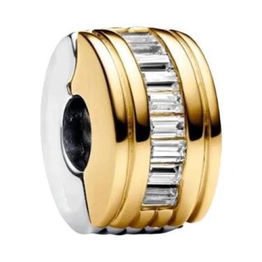 Imagem de Pingente De Sol E Lua Com Laço De Rosa Dourada Em Prata 925 Para Joias