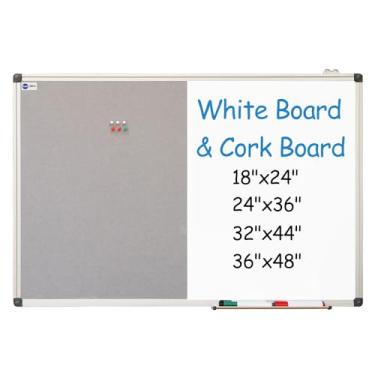 Imagem de New PUTE Quadro branco e (cinza, 91 x 61 cm), quadro de cortiça, quadro de avisos de alumínio, moldura geeignet für Schulen, Büros und Privathaushalte