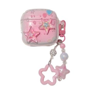 Imagem de GCVXRUD Capa para Huawei Freeclip 2, capa protetora interessante com estampa de borboleta/estrela/flor/laço sem fio Bluetooth fone de ouvido TPU para meninos e meninas (estrelas)