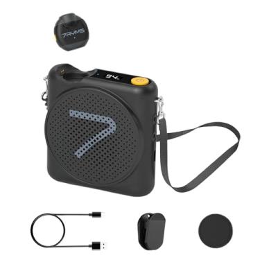 Imagem de 7RYMS Amplificador de voz sem fio WA2 para professores com microfone de lapela sem fio, amplificador portátil sem fio com cancelamento de ruído, mini alto-falante megafone para sala de aula, reunião