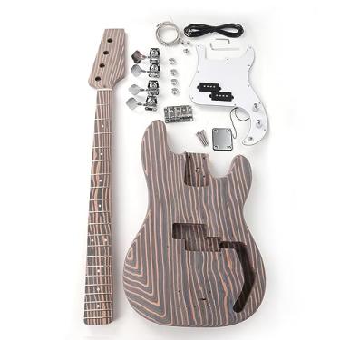 Imagem de Fojill Faça você mesmo construir seu próprio kit de guitarra elétrica Zebrawood inacabado braço escala todas as peças incluídas