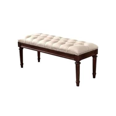 Imagem de Banqueta de cabeceira moderna de madeira estilo rústico de 1,2 m/1,6 m, mobiliário de quarto, vintage, banco decorativo (120 x 48 x 45 cm)