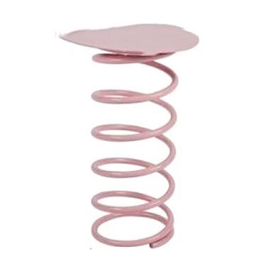 Imagem de Mesa lateral pequena, mesa de destaque ideal para espaços pequenos, mesa lateral para sala de estar e quarto, com estrutura de metal ótima para interior e exterior, com base de design de mola, mesa de