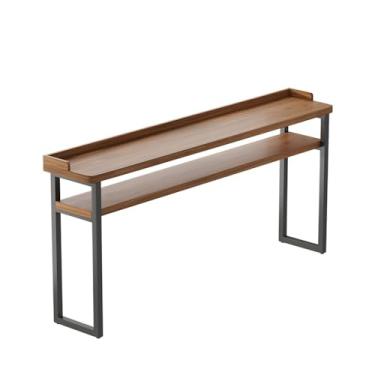 Imagem de Mesa de bar de camada dupla Home Home com defletor retangular para cozinha e jantar, mesa de balcão de sala de estar (100 x 40 x 105 cm)