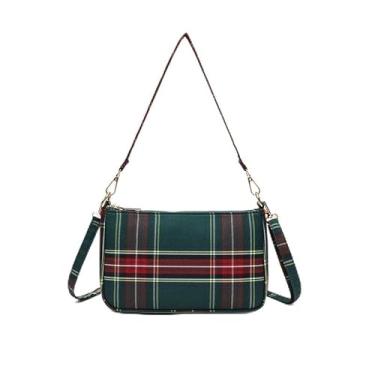 Imagem de Bolsas transversais xadrez para mulheres, bolsa de mão Hobo xadrez preto e vermelho de Natal pequena bolsa clutch bolsa de ombro, Xadrez verde, Small