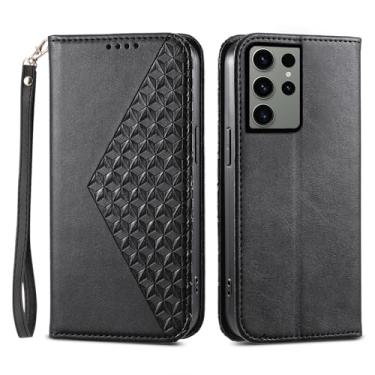 Imagem de Asuwish Capa de celular para Samsung Galaxy S23 Ultra 5G Capa carteira com protetor de tela de vidro temperado flip alça de pulso com compartimento para cartão de crédito com suporte para celular
