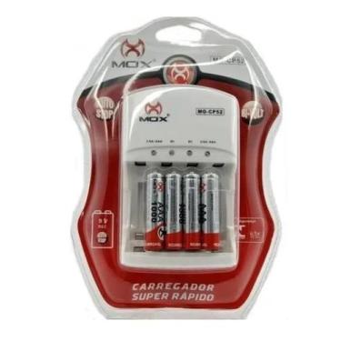 Imagem de Carregador De Pilha 4 Pilhas Palito Aaa Recarregável Mox - Tau