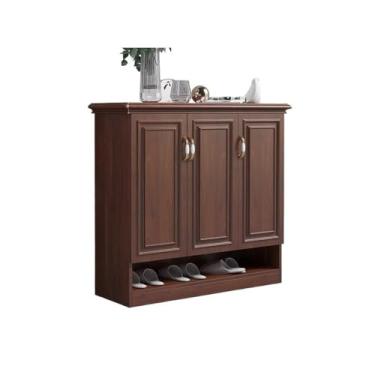 Imagem de KEG801302 Armário moderno de sapatos fino de 36 cm, armário de entrada de 120 cm, rack de armazenamento independente de 4 camadas - organizador marrom