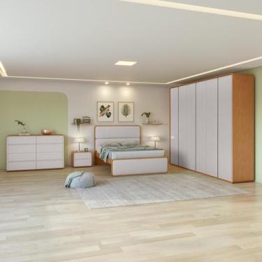 Imagem de Dormitório Completo Casal Easy Like Amendoa Clean/Off White - Móveis L