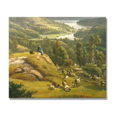 Imagem de NHLDZYH J.C. Dahl Reprodução de arte famosa, arte em tela de paisagem romântica nórdica, decoração de parede elegante para sala de estar e escritório. (Paisagem 5). 80 x 96 cm-31,4 x 37,8 pol. Somente