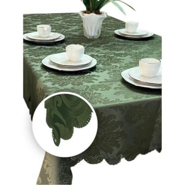 Imagem de Toalhas de mesa decorativas com estampado Jacquard - Disponíveis em modelos para 4/6/8/10/12/14 pessoas, adequadas tanto para uso doméstico como para eventos. (2,50 METROS (8 LUGARES),VERDE)