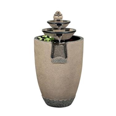 Imagem de Fonte de água corrente em forma de jarra chinesa moderna, fonte de água circulante de varanda, ornamentos de piso de riqueza, adequado para sala de estar, fontes de entrada no chão