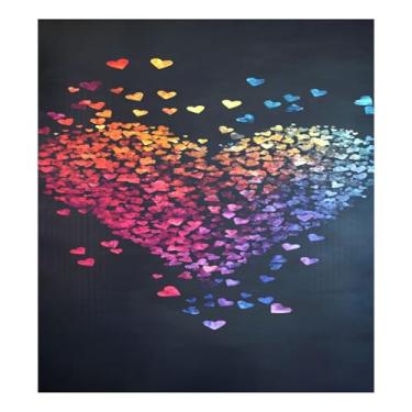 Imagem de Qilmy Capa magnética para lava-louças Dia dos Namorados corações vermelhos 58 x 66 cm para porta da frente capas decorativas de geladeira adesivo de folha magnética para máquina de lavar louça painel