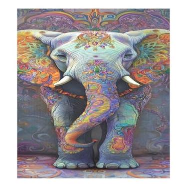 Imagem de Qilmy Linda capa de ímã de mandala elefante máquina de lavar louça, 58 x 66 cm, capa decorativa de geladeira para porta da frente, adesivo, folha magnética, máquina de lavar, painel de geladeira