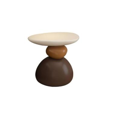 Imagem de Mesa de centro minimalista sofá mesa lateral sala de estar armazenamento artístico canto mesa lateral café (marrom)
