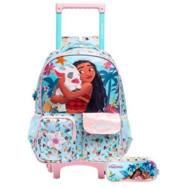 Imagem de Kit Escolar Mochila Rodas e Costas + Estojo Princesa Moana - Xeryus