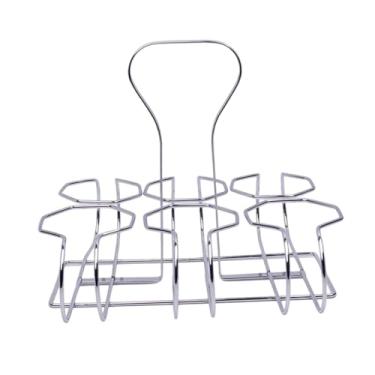 Imagem de MotiveTech Suporte de ferro para garrafas de vinho, porta-bebidas decorativo rústico, suporte para cerveja, adega em caixa para sala de jantar, Prata