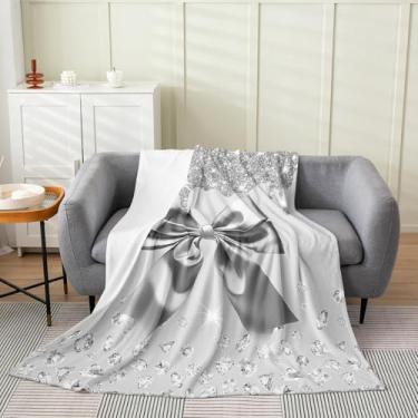 Imagem de Cobertor de lã com laço em aquarela, solteiro, 152 x 203 cm, cobertor de flanela com laço fofo para meninos, meninas, adolescentes, laços de coquete, macio, leve, sonhador, estilo princesa, decoração