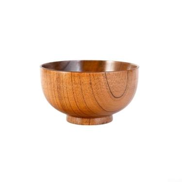 Imagem de Tigela de madeira feita à mão para cozinha, jantar, utensílios de mesa de madeira natural para servir sopa de arroz, condimentos, lanches, molhos, recipiente de armazenamento de alimentos versátil (14