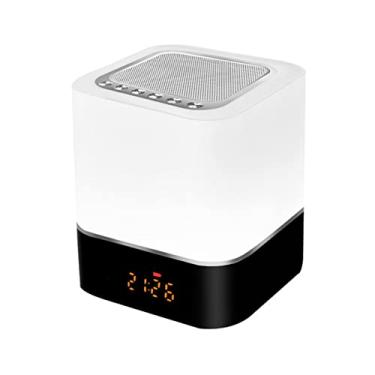 Imagem de Lâmpada de Ambiente Multifuncional Lampada Alto-Falante BT Sem Fio Luz Noturna LED Relógio com Alarme Display Suporta Reprodução Música via Pen Drive
