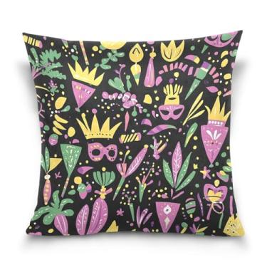 Imagem de ATTX Capas de almofada de máscara de carnaval 50 x 50 cm decorativas com zíper para sala de estar sofá-cama (176)